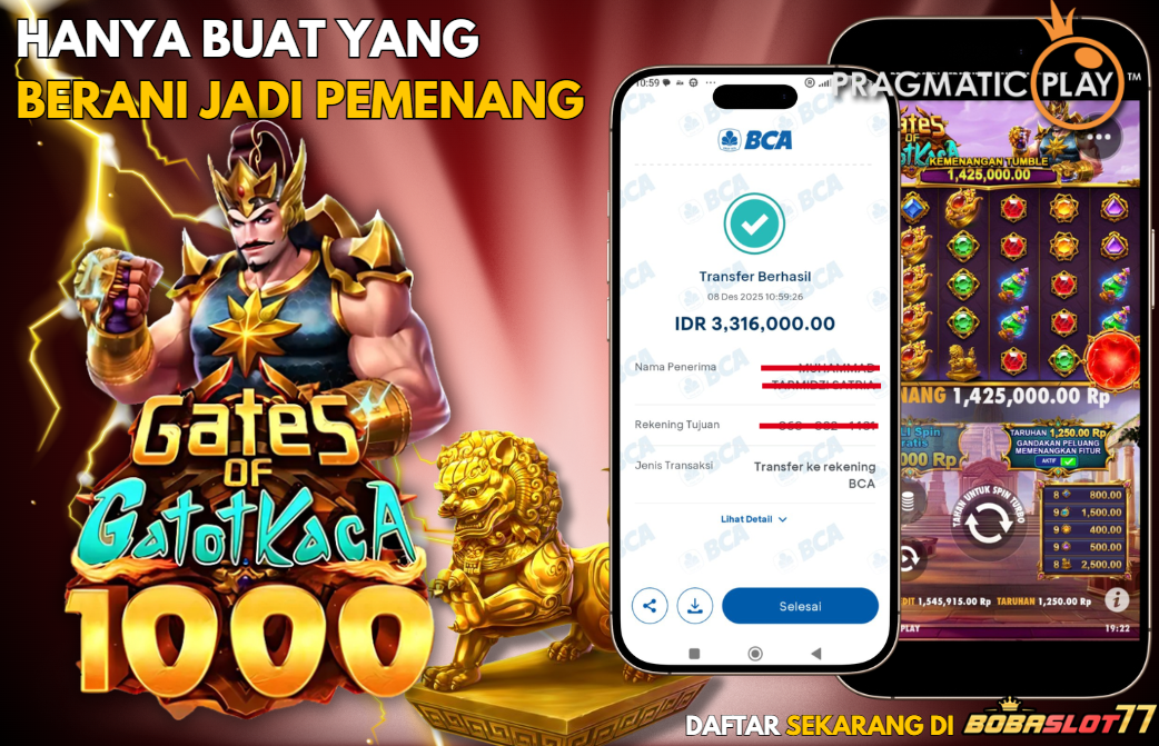 Selamat kepada user id : sa****1 Wede Rp 3.316.000 di Game GATES OF GATOTKACA PRAGMATIC PLAY Cair Gk Sampe 1 Menit! Menang Mudah di Bobaslot77